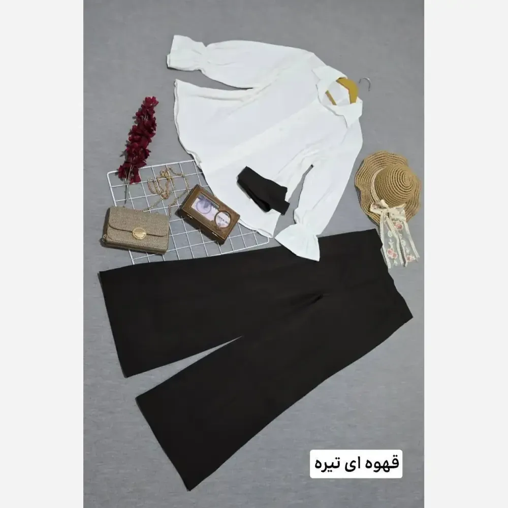 مانتو شلوار پرنسس ابروبادی با شلوار و کمربند مازراتی فری سایز تا 48