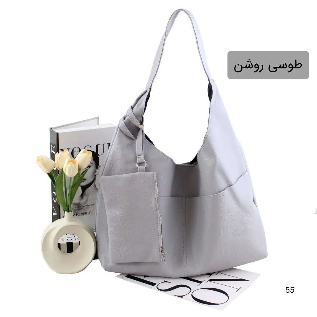 کیف زنانه چرم مصنوعی روزمره و دانشگاهی سه جیب بیرونی