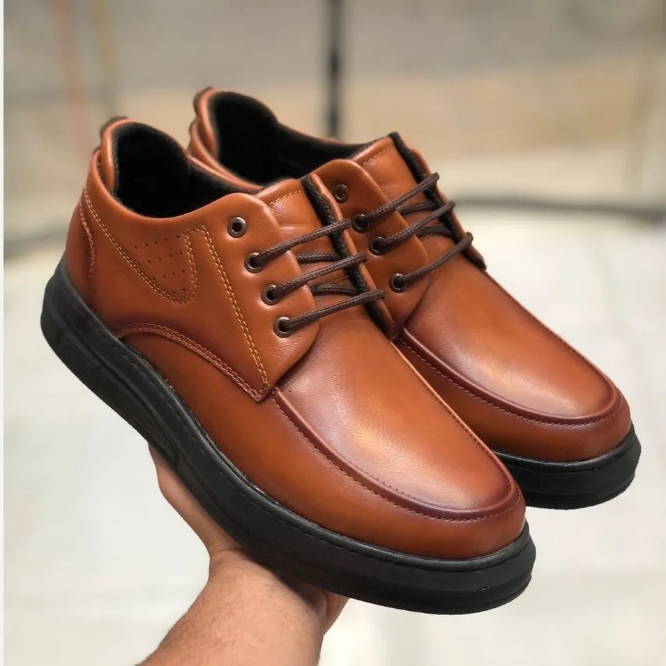 کفش روزمره مردانه چرم صنعتی مدل رایان عسلی