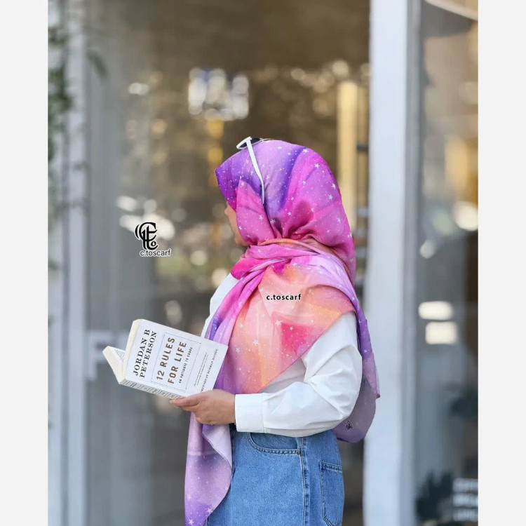 روسری نخ کاستوم طرح شادی قواره 140 چرخ دوز
