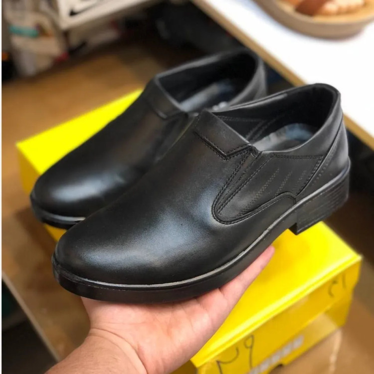 کفش چرم مردانه مدل اوپتیما برند نیما مشکی رویه چرم طبیعی زیره PU