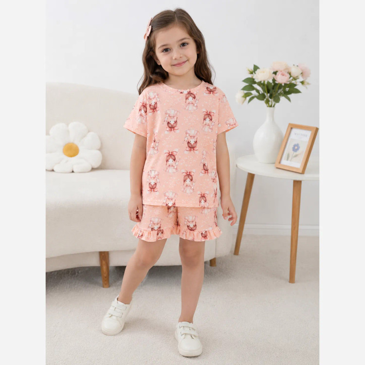 ست کراپ و شلوارک دخترانه پنبه ای خنک سایز 2 تا 9 سال