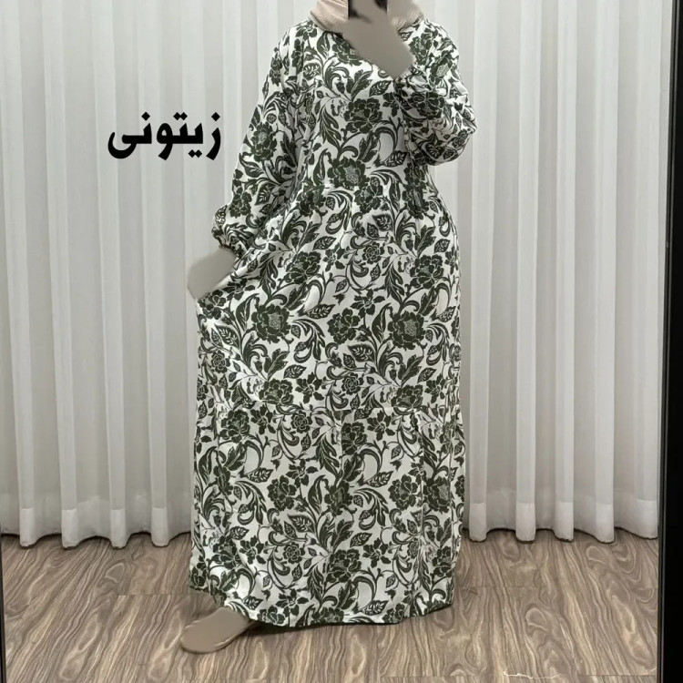 پیراهن فلور بوگاتی مدل ایوبی فری سایز زنانه تا سایز 46 چهارفصل شیک و راحت با کمربند سایه نمیاندازد