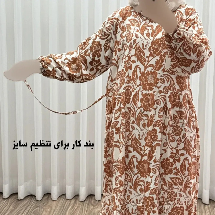 پیراهن فلور بوگاتی مدل ایوبی فری سایز زنانه تا سایز 46 چهارفصل شیک و راحت با کمربند سایه نمیاندازد