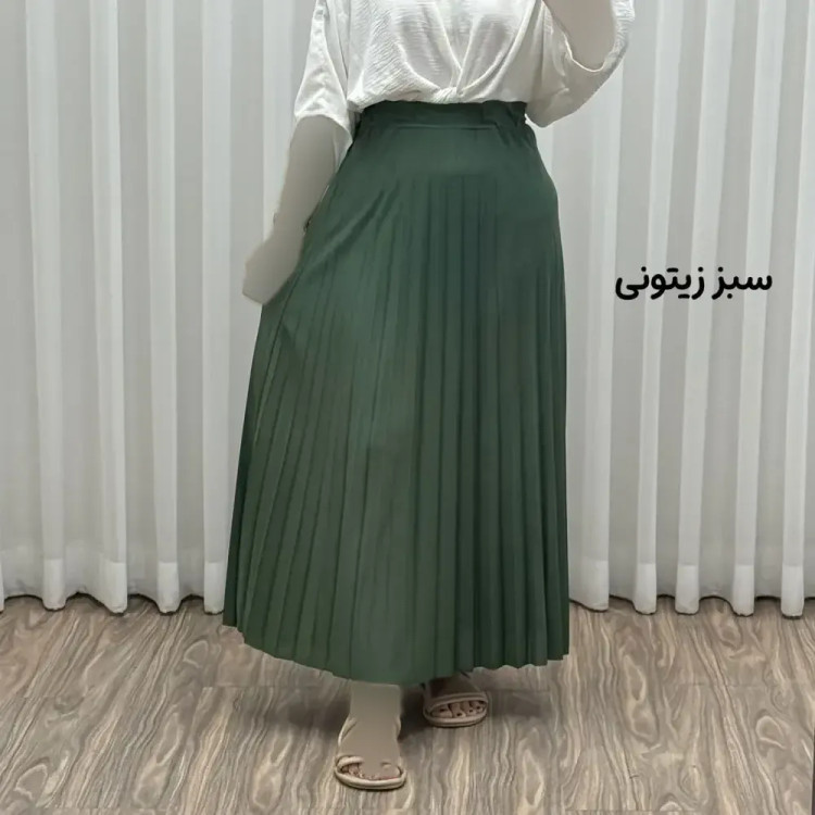 دامن پلیسه زنانه جودون گرم بالا فری سایز (36 تا 46) بدون آستر 6 رنگ