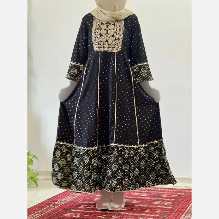 کرتی هندی زنانه جنس نخ وارداتی سایز بزرگ مدل کلوش قد 135